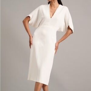 Zara Cream V-Neck Midi Dress NARCISO RODRIGUEZ MIDI DRESS